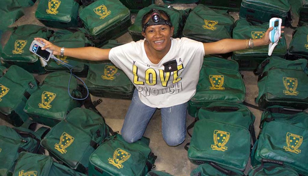 Historic Vessel Vega delivers medical supplies to Dr Aida Goncalves, Frontline NGO to support her training program for rural midwifes in Timor Leste