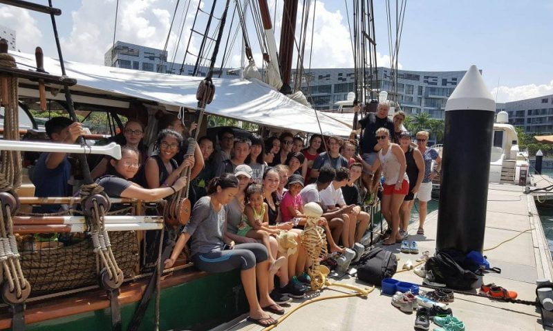Australian International School Singapore students deliver several hundred Kids-4-Kids bags and loads of basic school supplies.