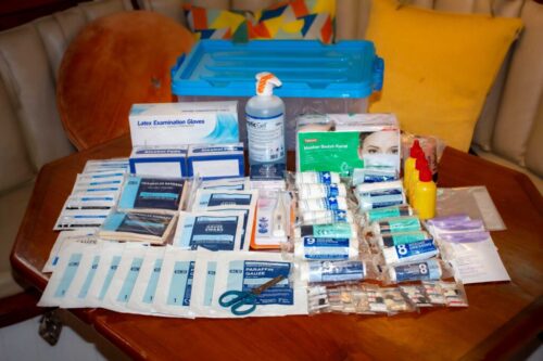 We had two first aid kits like this on board for schools. But since there was only one school on the island, that houses both elementary and Jr. high classes, we gave one to the school and another to the local traditional midwife.egatta